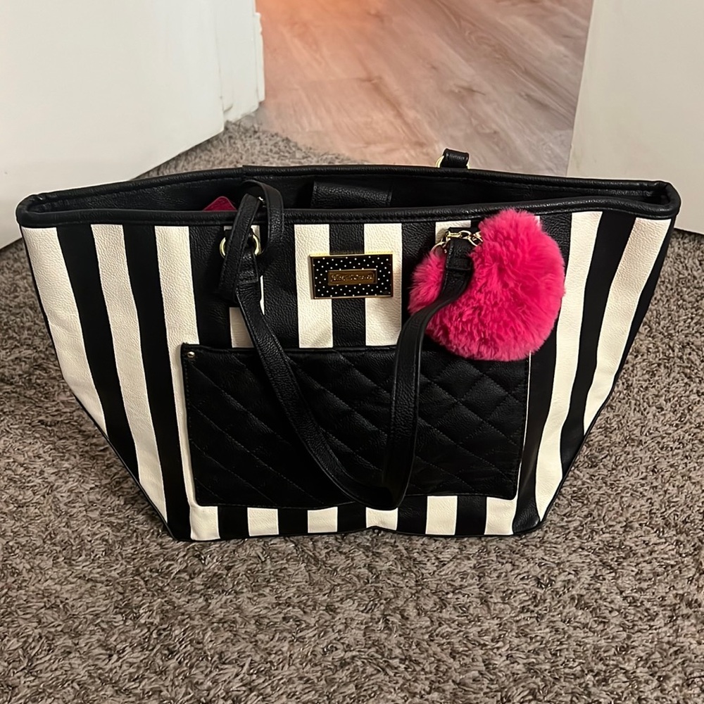Betsy Johnson Black & White striped purse